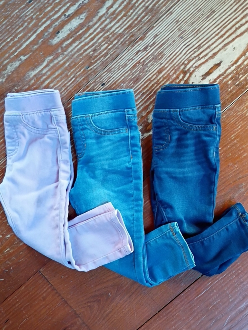 Jumping Beans Stretch 3 Pairs Denim Leggings - Lilac, Light Blue, Dark Blue 3t